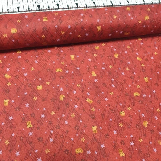 Henry Glass - Autumn Song by One Sister Designs Pumpkin Red 100% Cotton Fabric - Crafts and Quilts