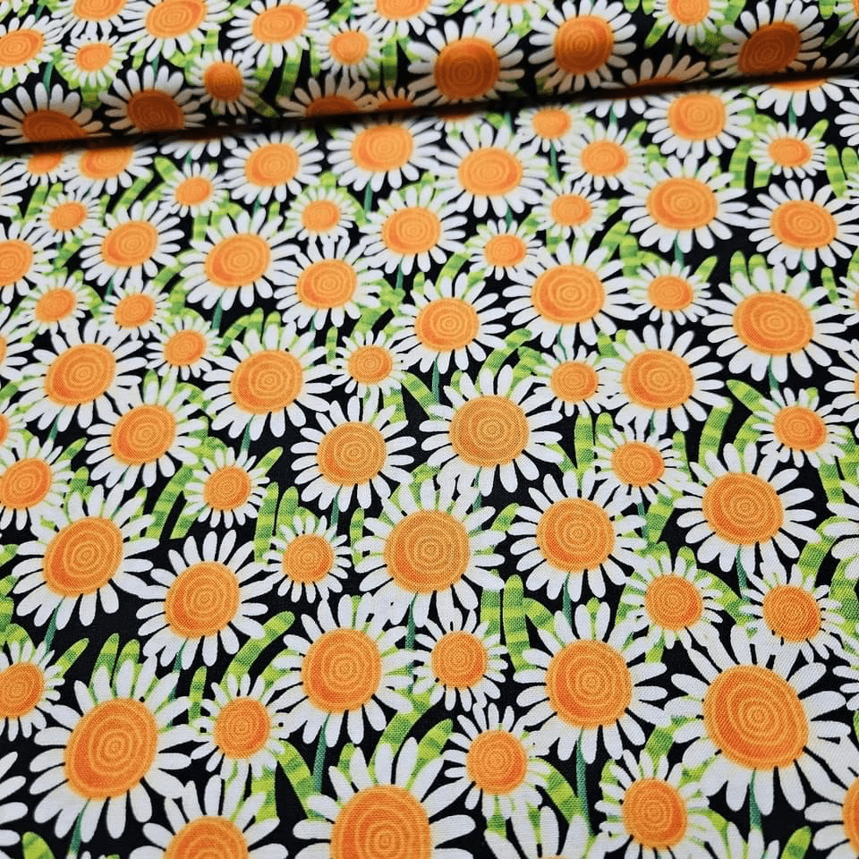 Henry Glass - Busy Bees Sunflower Daisy 100% Cotton Fabric - Crafts and Quilts