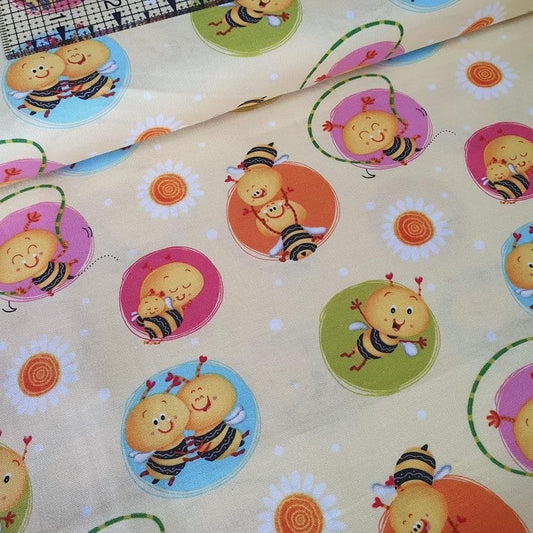 Henry Glass - Busy Bees Yellow 1411B100% Cotton Fabric - Crafts and Quilts