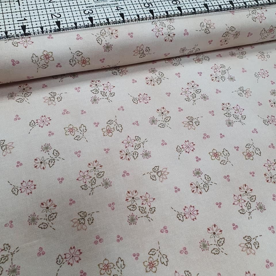 Henry Glass - Cherry Blossoms by One Sister Designs Bouquet Toss Neutral 100% Cotton Fabric - Crafts and Quilts