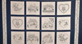 Henry Glass - Indigo Embroidery Houses Fabric Panel - Crafts and Quilts