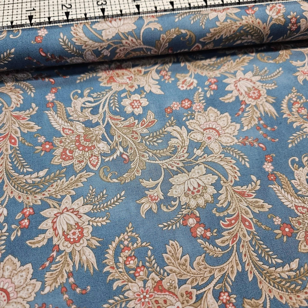 Henry Glass - Journey to Versailles Vintage Blue 100% Cotton Fabric - Crafts and Quilts