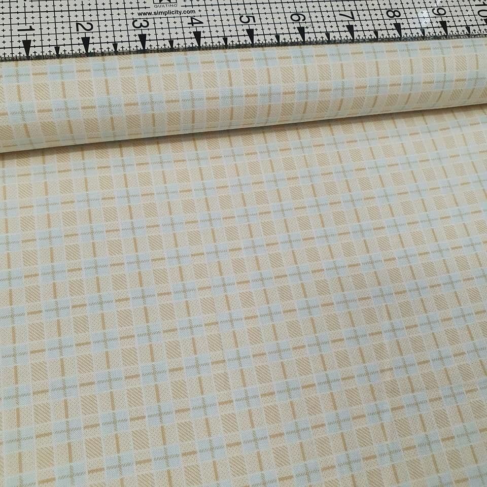 Henry Glass - Peaceful Garden Cream Plaid 100% Cotton Fabric - Crafts and Quilts