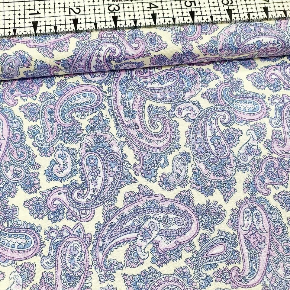 Henry Glass - Windsor Park Paisley Lilac 100% Cotton Fabric - Crafts and Quilts