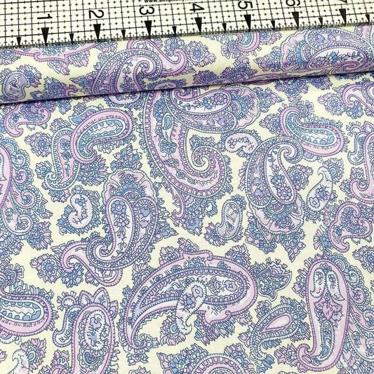 Henry Glass - Windsor Park Paisley Lilac 100% Cotton Fabric - Crafts and Quilts