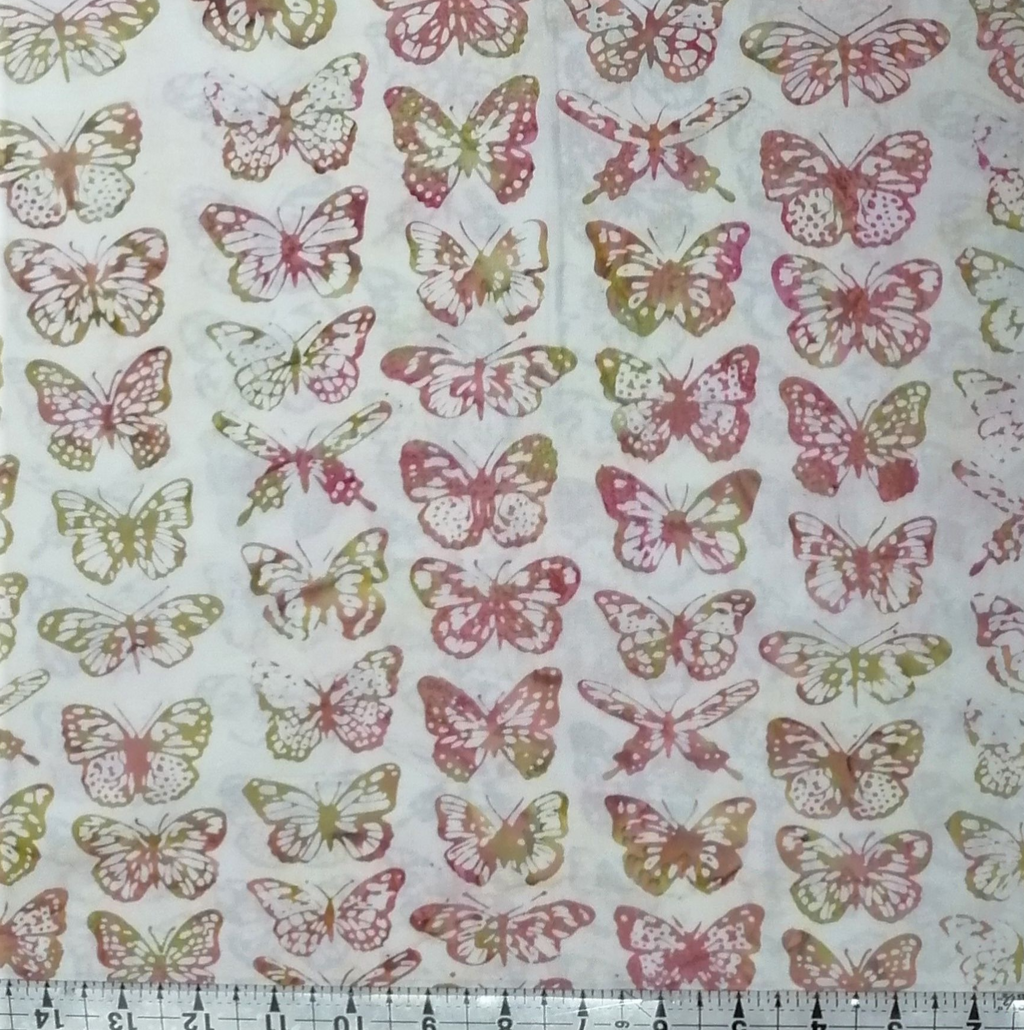 Hoffman - Bali Batiks Handpaints Butterflies Coral Gables 100% Cotton Fabric - Crafts and Quilts