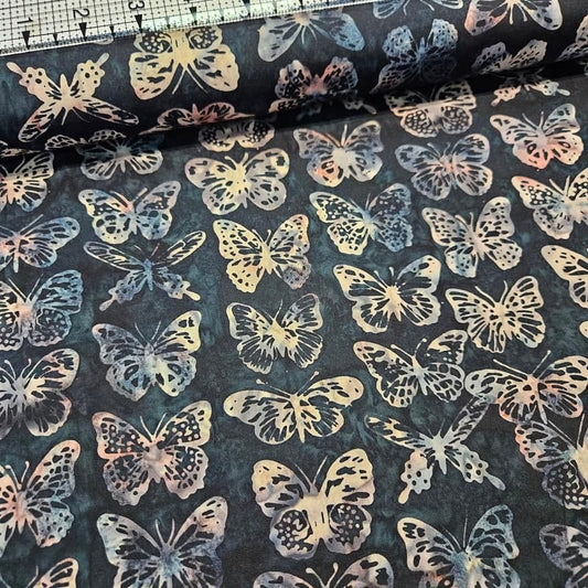 Hoffman - Bali Batiks Handpaints Butterflies Steel 3356-905 100% Cotton Fabric