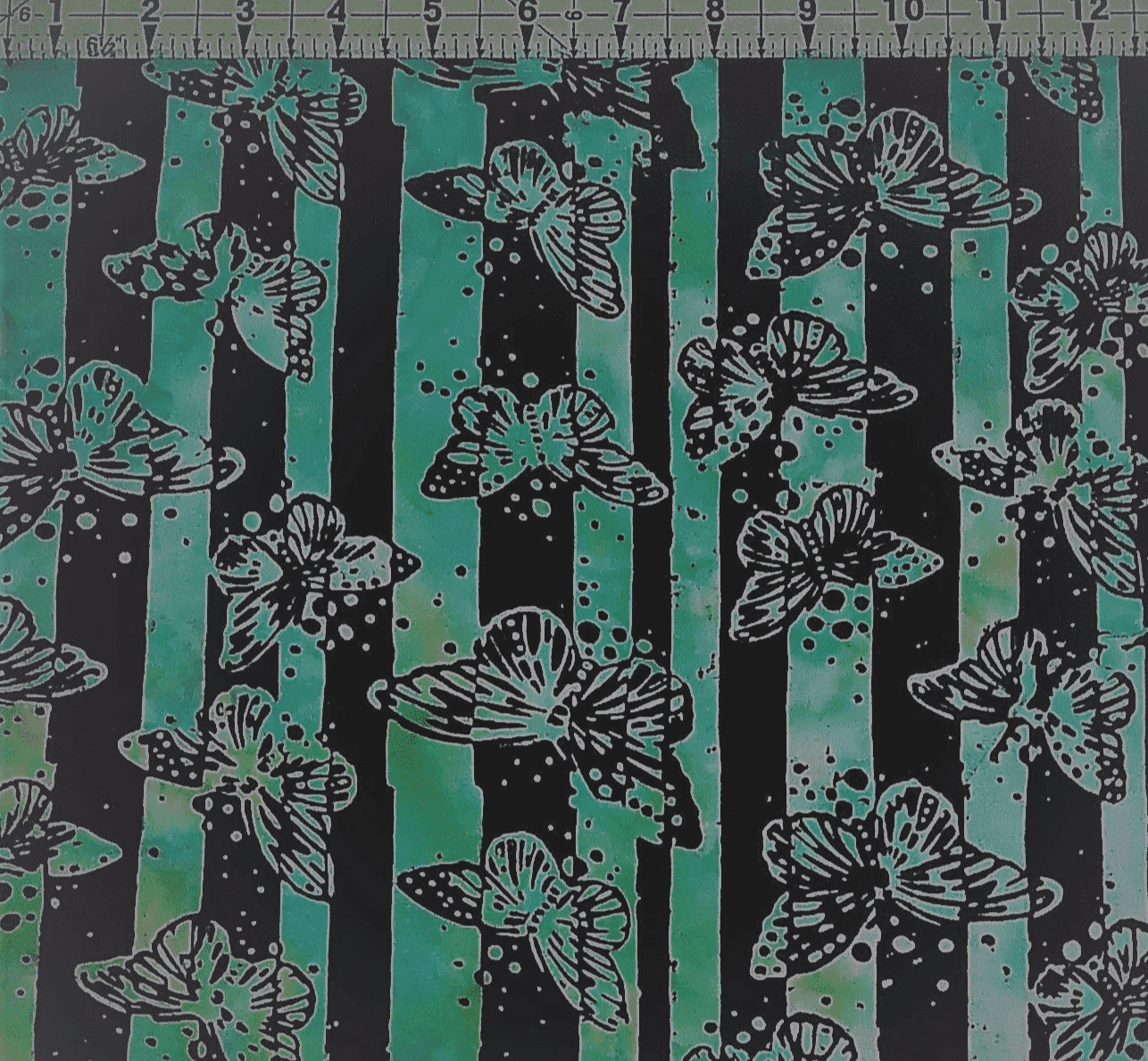 Hoffman - Bali Batiks Handpaints Butterfly Stripe Green 100% Cotton Fabric