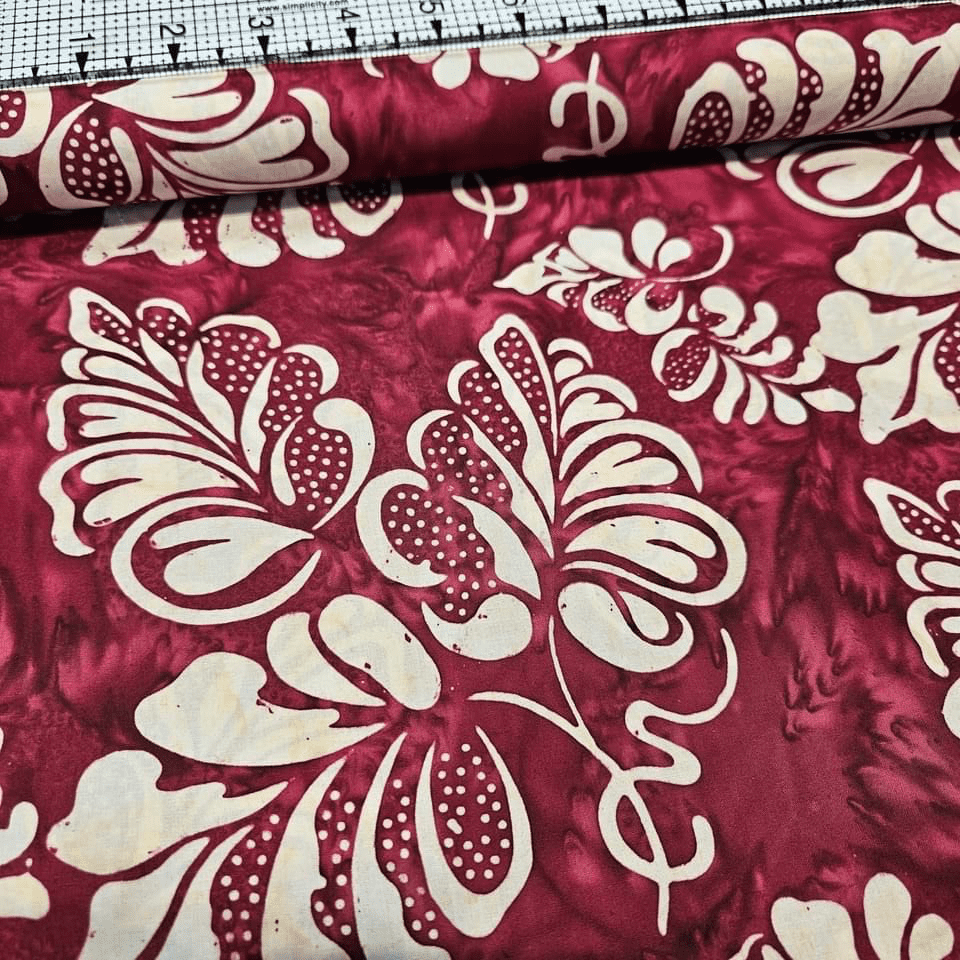 Hoffman - Bali Batiks Handpaints Caladium Wine 3355-405 100% Cotton Fabric