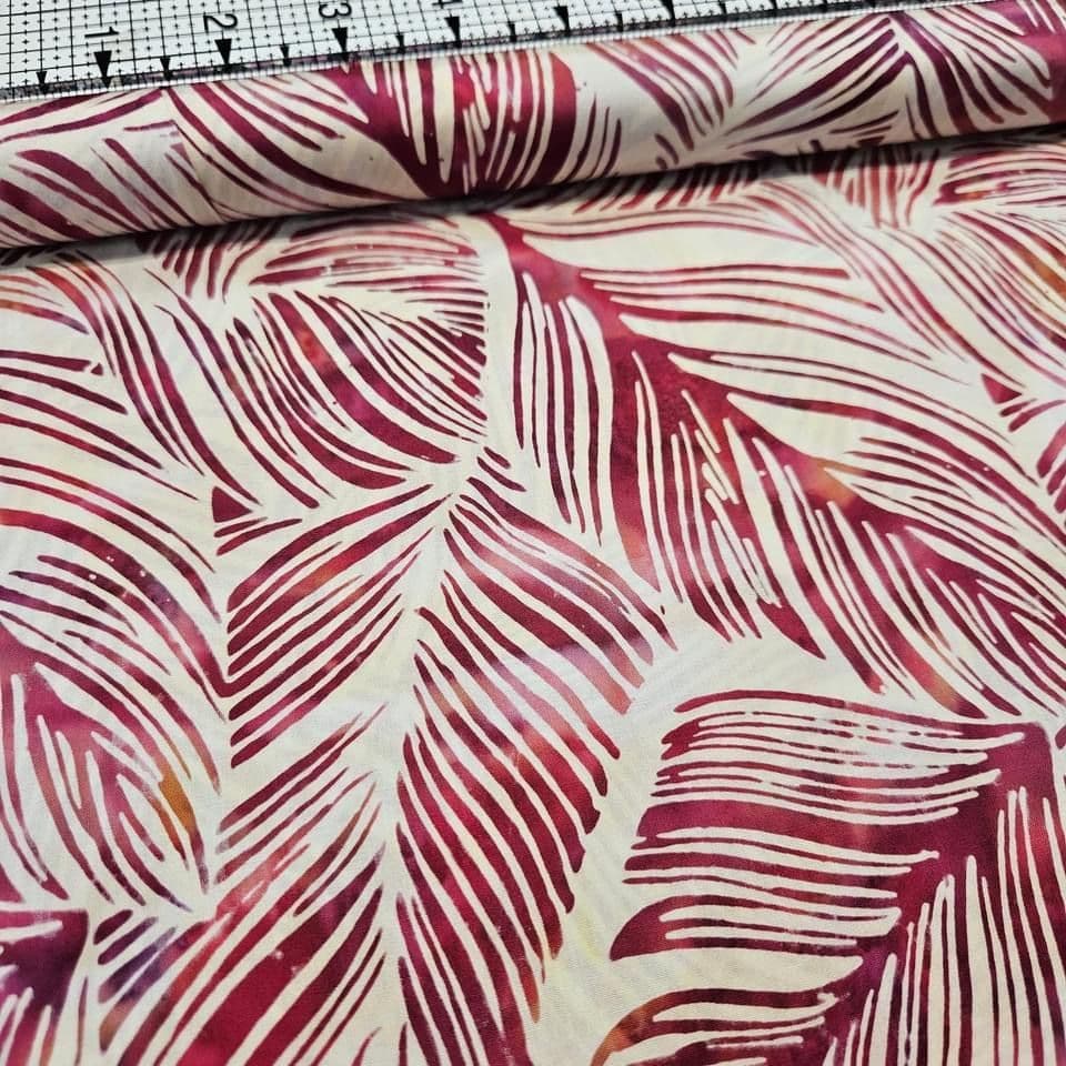 Hoffman - Bali Batiks Handpaints Cycas Palm Cranberry 3361-521 100% Cotton Fabric