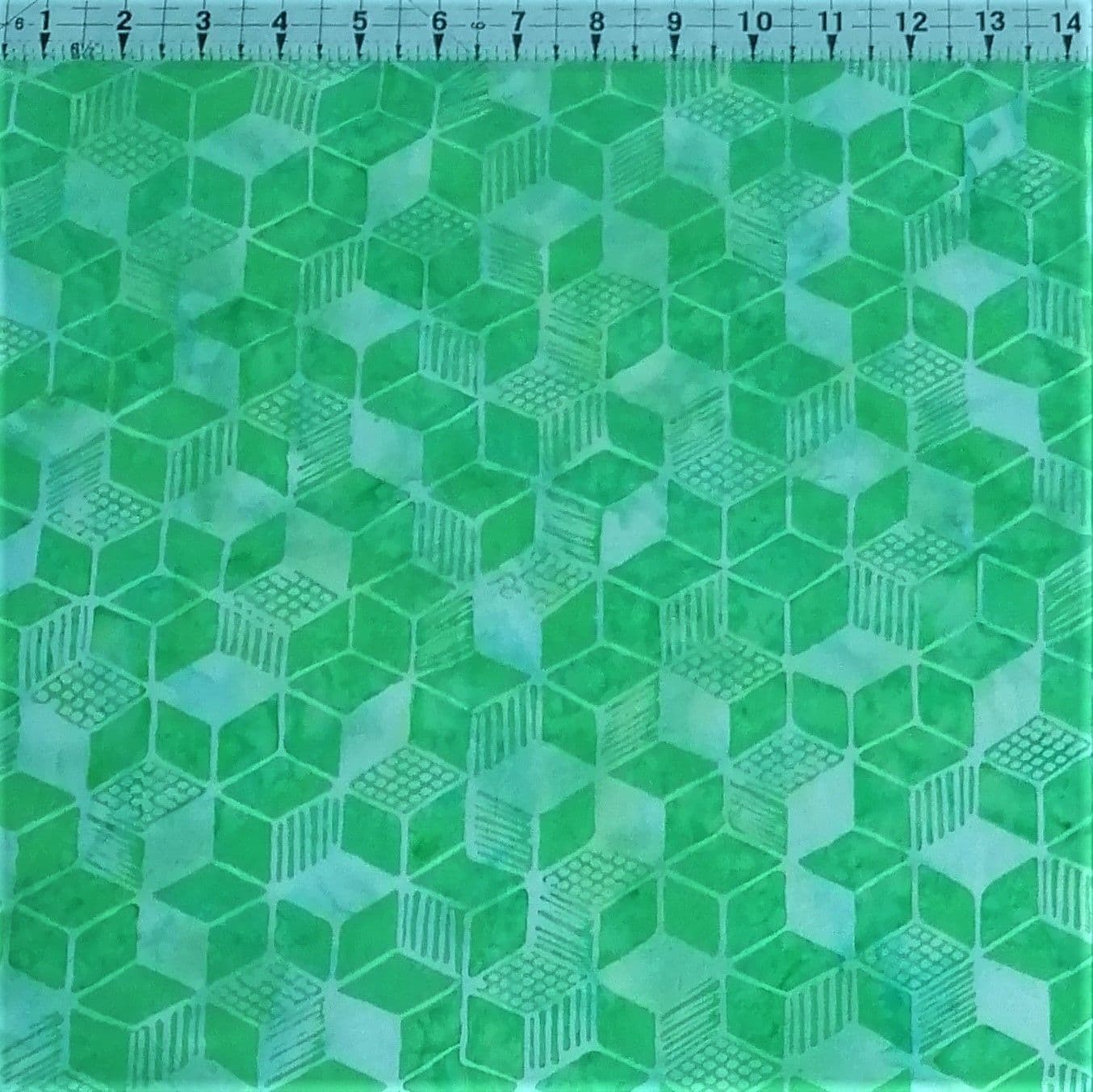 Hoffman - Bali Batiks Handpaints Geo Blocks Green 100% Cotton Fabric