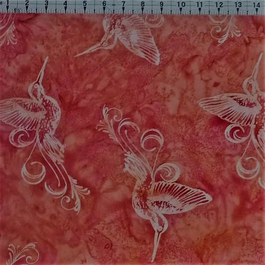 Hoffman - Bali Batiks Handpaints Hummingbirds Flame 100% Cotton Fabric
