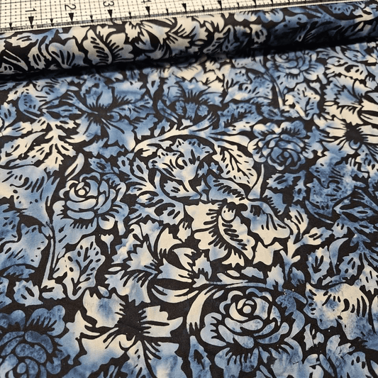 Hoffman - Bali Batiks Handpaints Ornate Floral Blue 3361-506 100% Cotton Fabric
