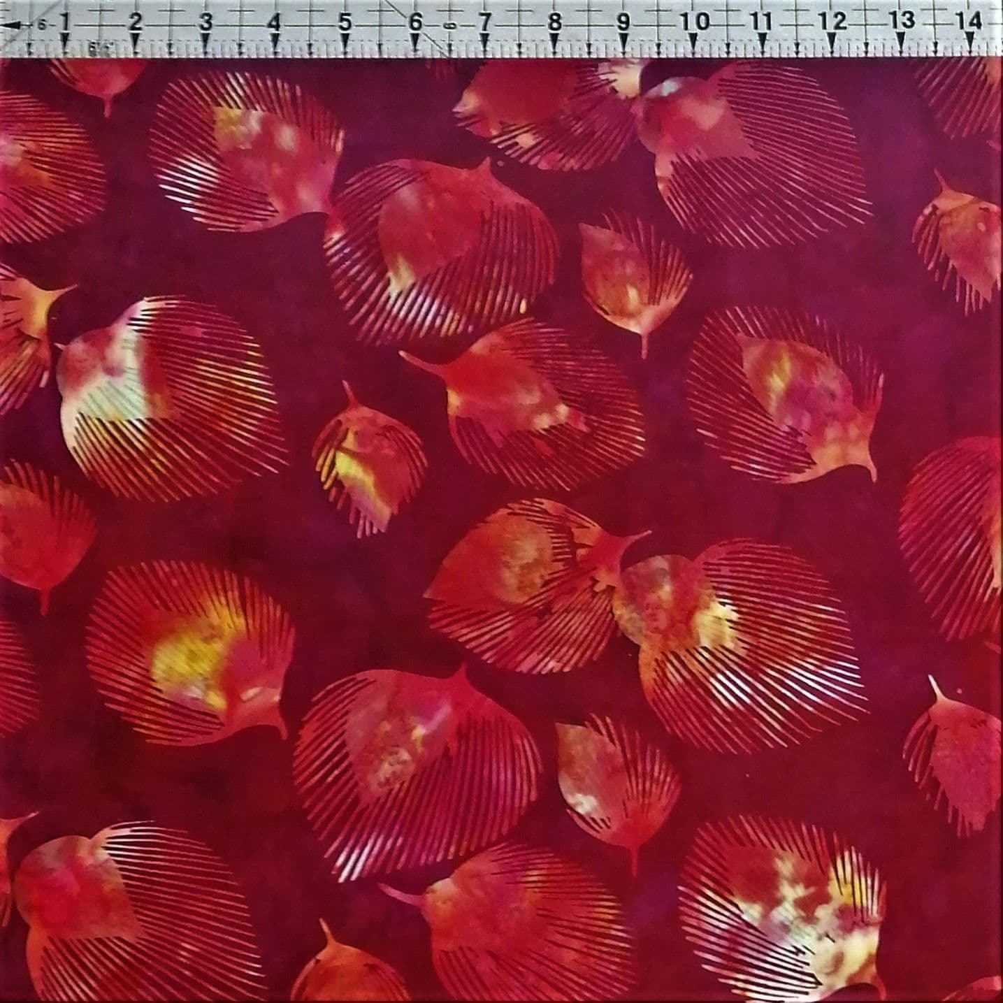 Hoffman - Bali Batiks Handpaints Peacock Leaf Lava 100% Cotton Fabric