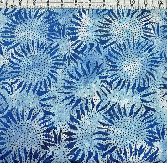 Hoffman - Bali Batiks Handpaints Sunflowers Blue 100% Cotton Fabric