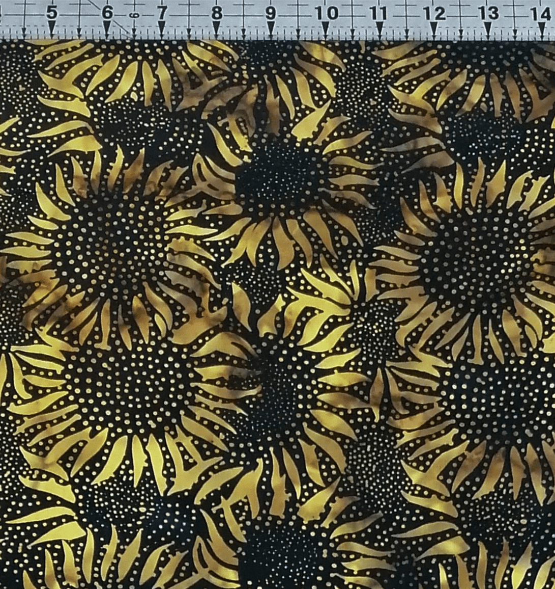 Hoffman - Bali Batiks Handpaints Sunflowers Midnight 100% Cotton Fabric