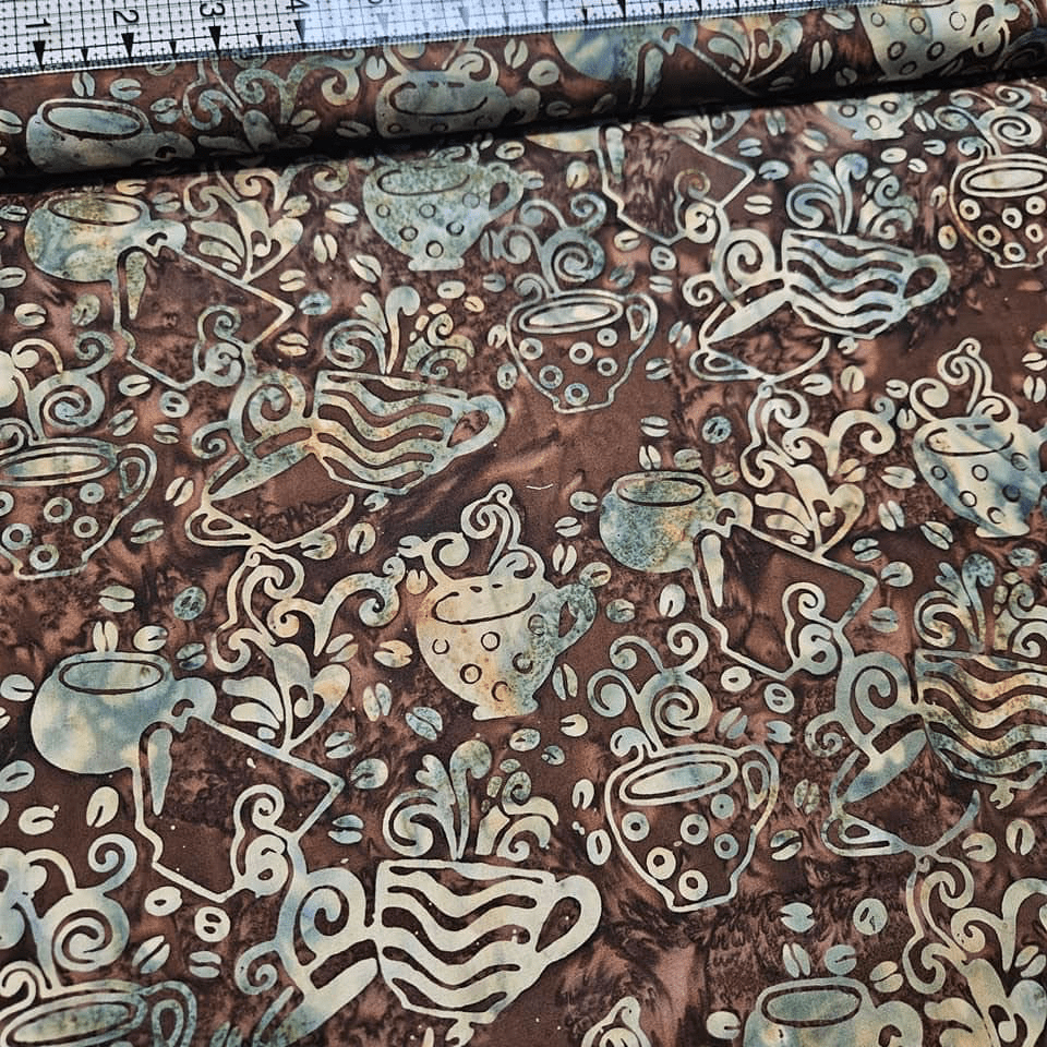 Hoffman - Bali Batiks Handpaints Tea Cups Coffee N7507 100% Cotton Fabric