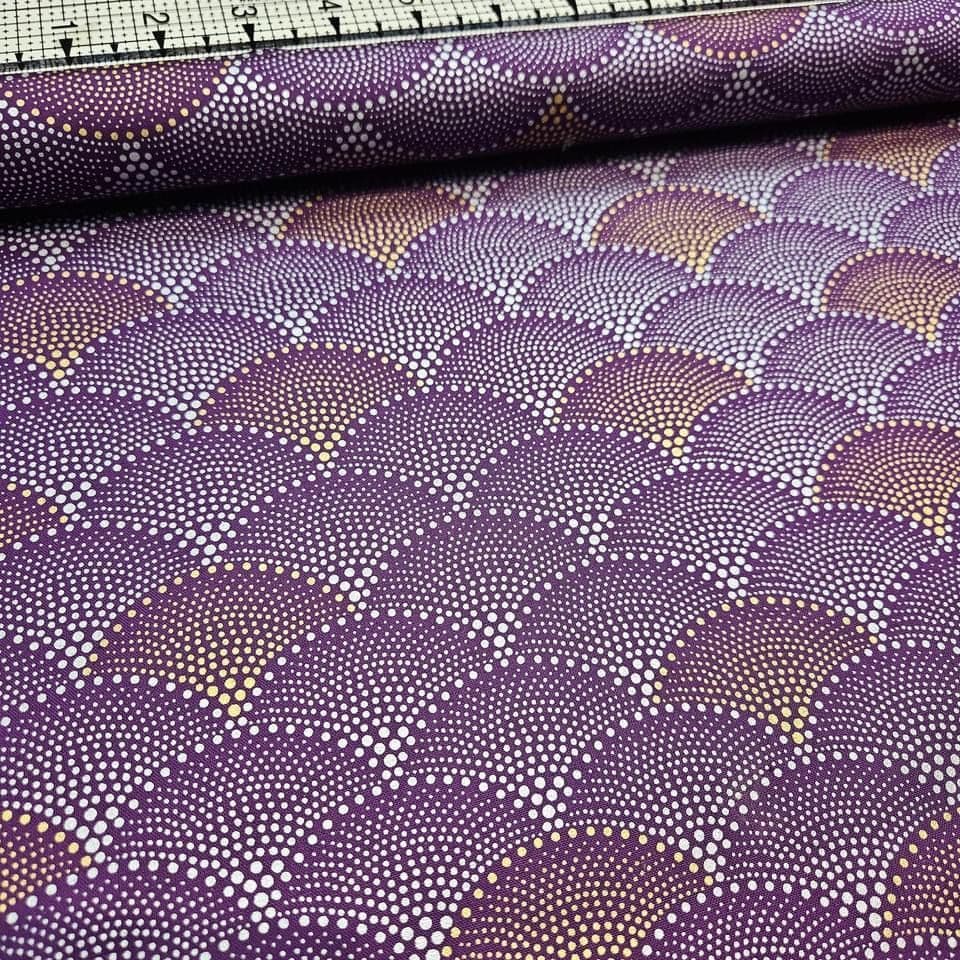 Hoffman - Mixed Metals Scallop Dot Purple S#Q4519 100% Cotton Fabric