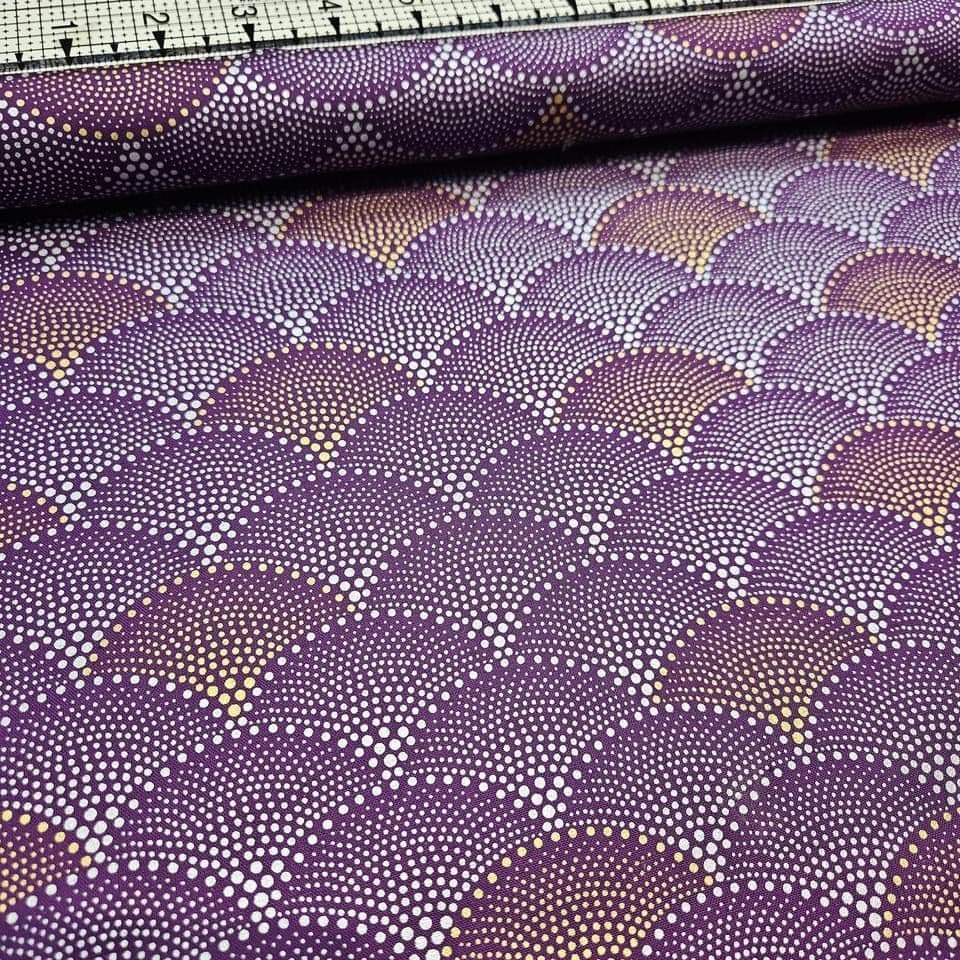 Hoffman - Mixed Metals Scallop Dot Purple S#Q4519 100% Cotton Fabric