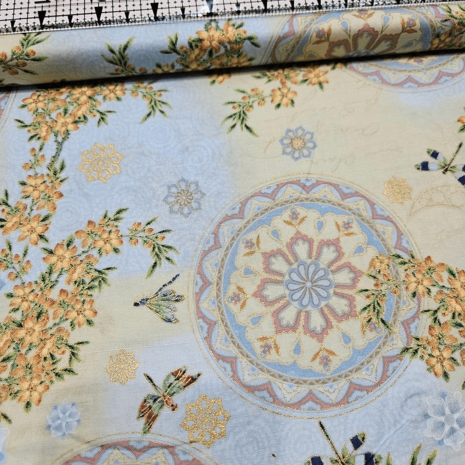 Hoffman - Royal Peacocks Pastel Garden S#J9212 100% Cotton Fabric