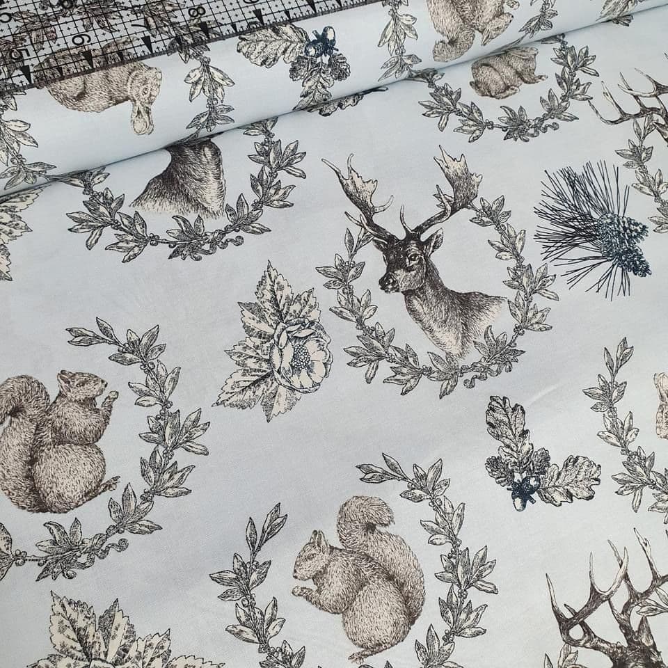 Hoffman - Rustic Refined Woodland Animals N7531 100% Cotton Fabric
