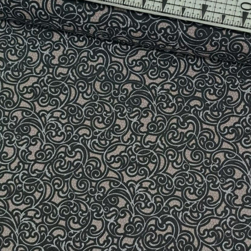 Hoffman - Sheer Romance Damask Black 100% Cotton Fabric