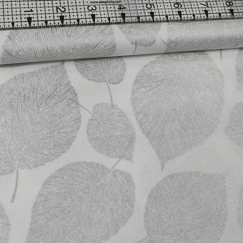 Hoffman - Sparkle and Fade Leaf Metallic White 100% Cotton Fabric