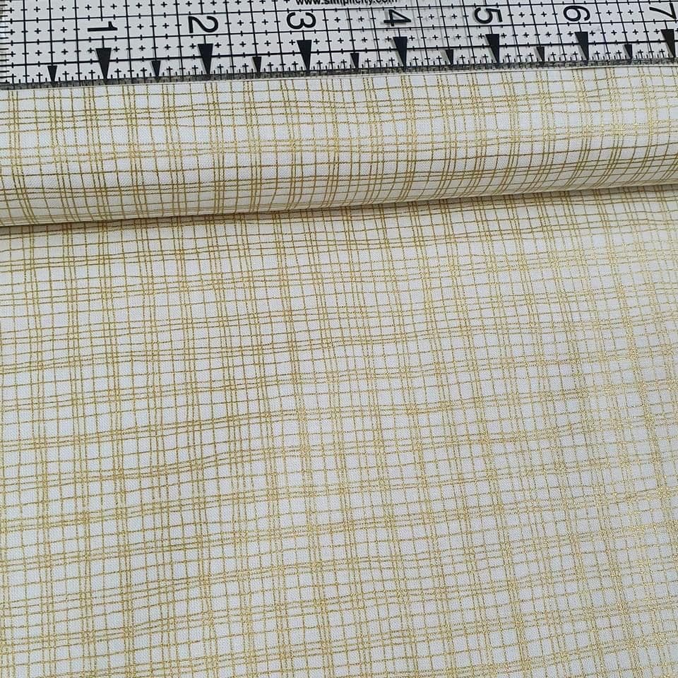 Hoffman - Style Gold Check Metallic G8565 100% Cotton Fabric