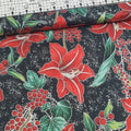 Hoffman - Winter Blooms Floral Black 7673 100% Cotton Fabric - Crafts and Quilts