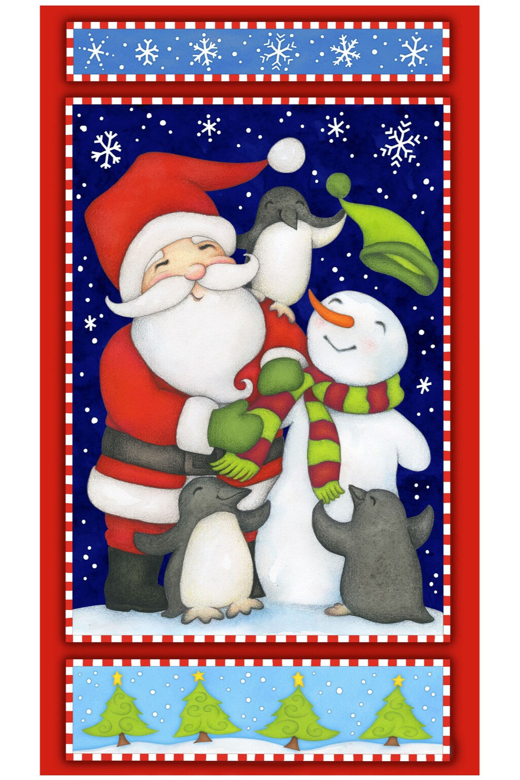Studio E - North Pole Greetings Christmas Quilt Brushed Cotton Fabric Panel