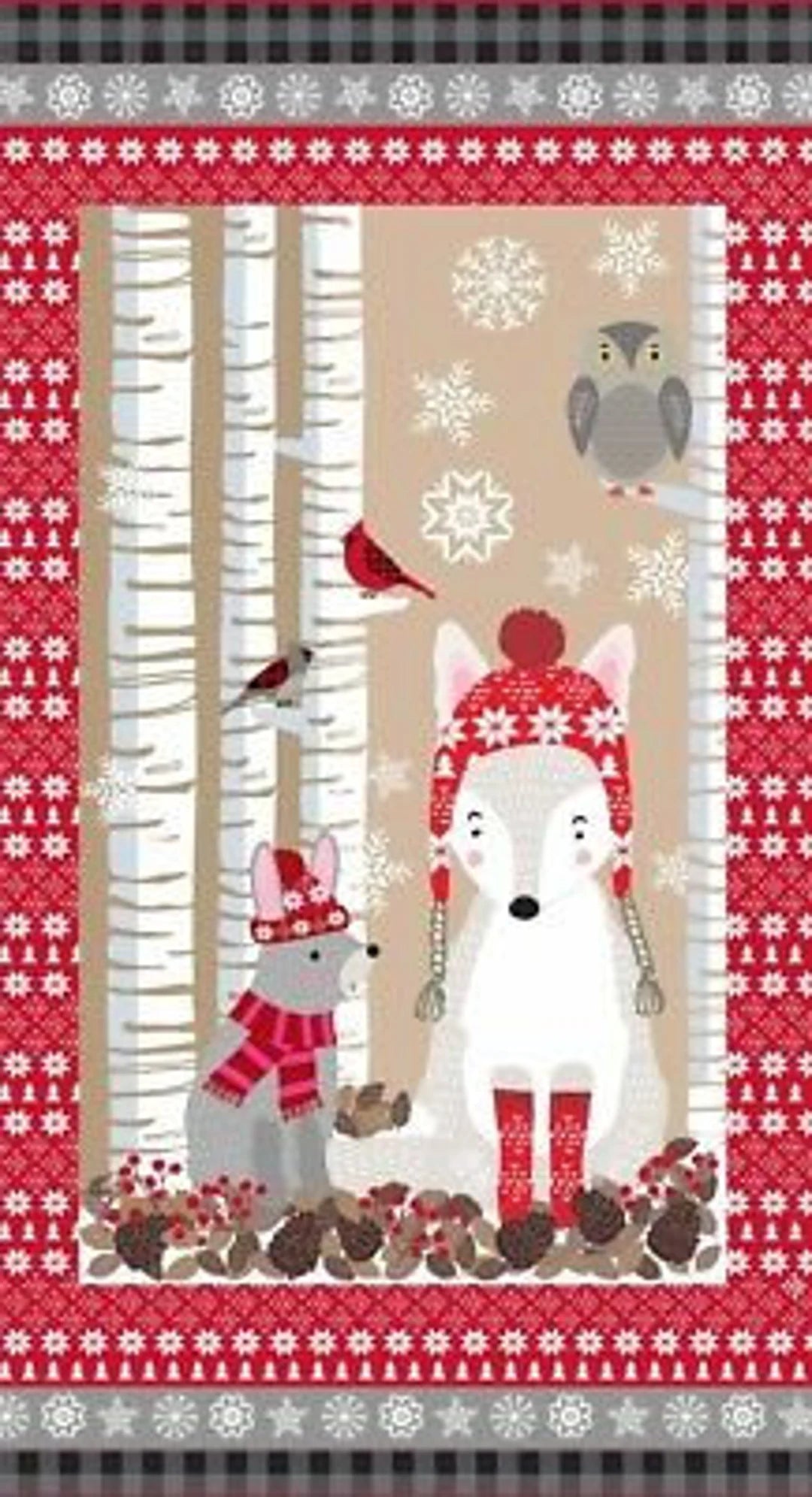 Studio E - Snow Delightful Woodland Christmas Quilt Fabric Panel