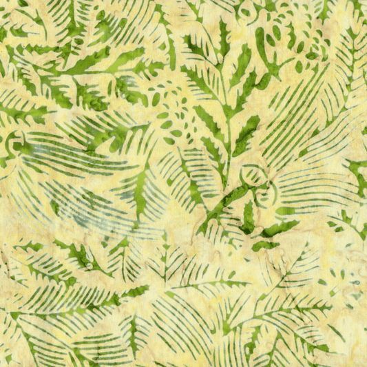 Indonesian Bali Batik - Pine Needles Yellow 100% Cotton Fabric - Crafts and Quilts