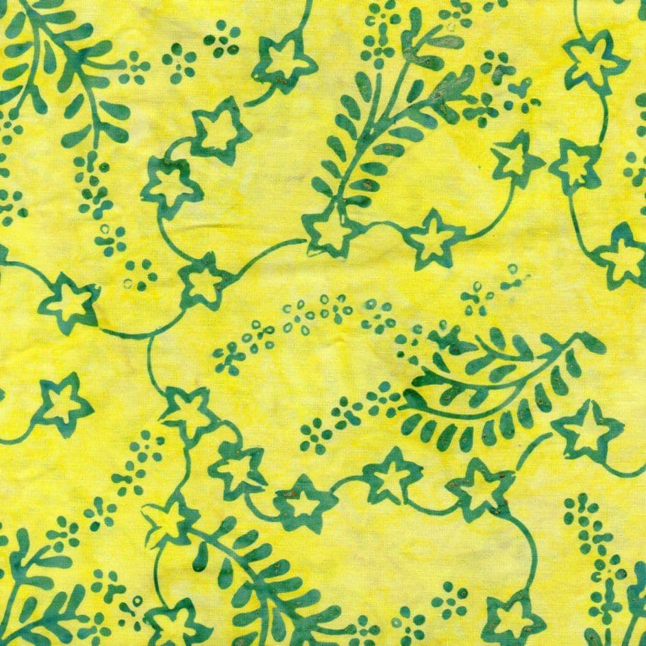 Indonesian Bali Batik - Twilight Stars Yellow 100% Cotton Fabric - Crafts and Quilts