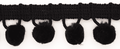 Large Pom Pom Braid - Black - 25mm x 3 Meters