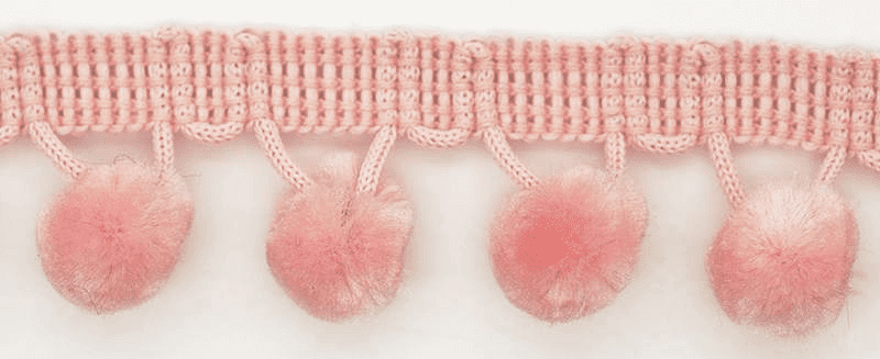 Large Pom Pom Braid - Pale Pink - 25mm x 3 Meters