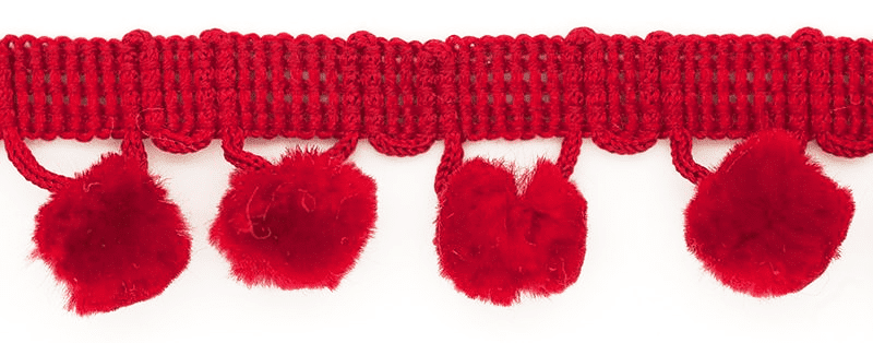 Large Pom Pom Braid - Red - 25mm x 3 Meters