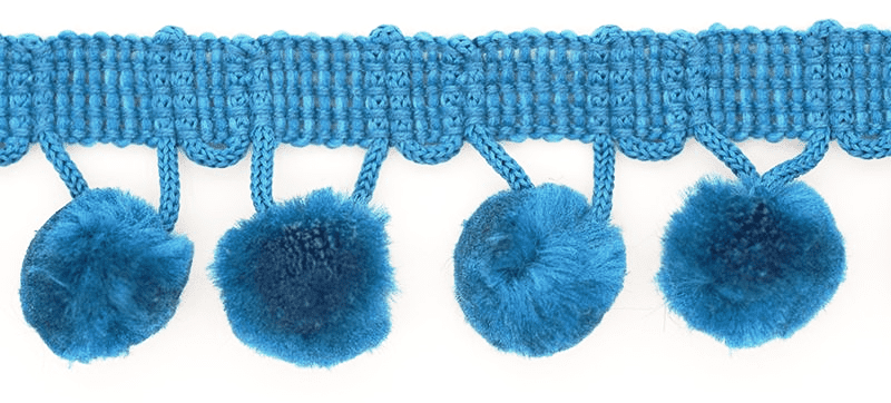 Large Pom Pom Braid - Turquoise - 25mm x 3 Meters