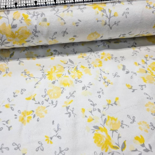 Laura Ashley - The Dorset Collection Lemon Floral Brushed Flannel 100% Cotton Fabric