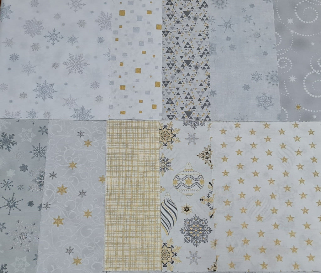 Layer Cake  - Christmas Metallics Whites - Twenty 10" Squares 100% Cotton Fabric Bundle