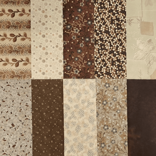 Layer Cake  - Coffee & Cream - Twenty 10" Squares 100% Cotton Fabric Bundle