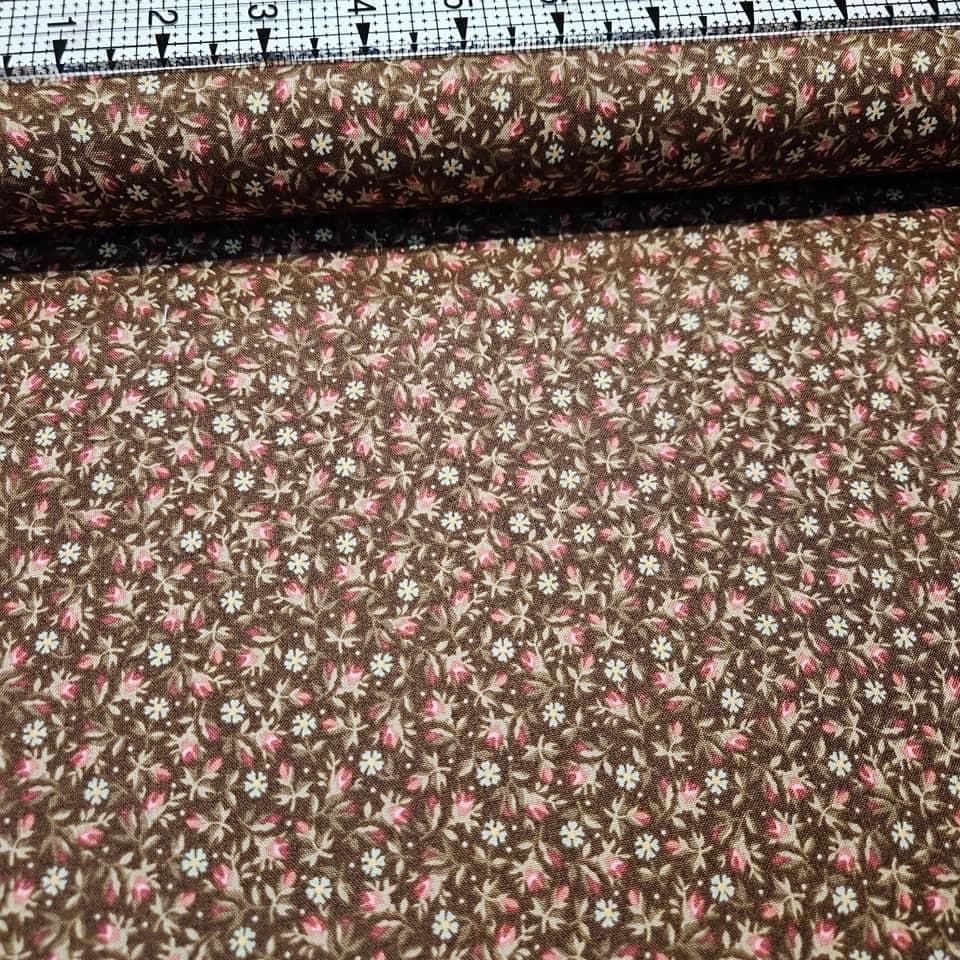 Maywood Studio - Gentle Moments Dusty Floral Brown 100% Cotton Fabric - Crafts and Quilts