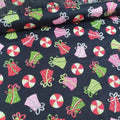 Maywood Studio - Merry and Bright Christmas Presents on Black 100% Cotton Fabric - Crafts and Quilts
