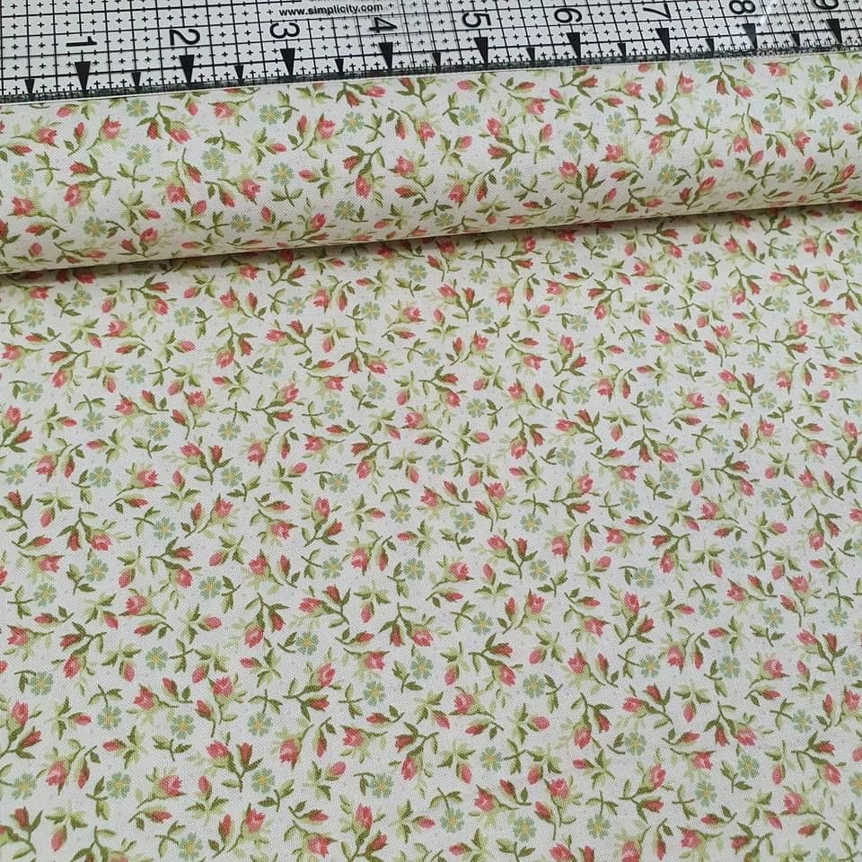 Maywood Studios - Graceful Moments Ditsy Floral Neutral 100% Cotton Fabric - Crafts and Quilts