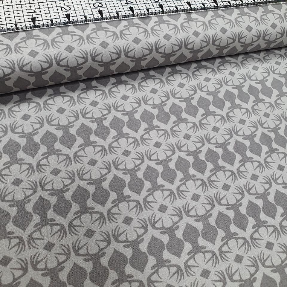 Michael Miller - Rustique Stag Grey 100% Cotton Fabric - Crafts and Quilts