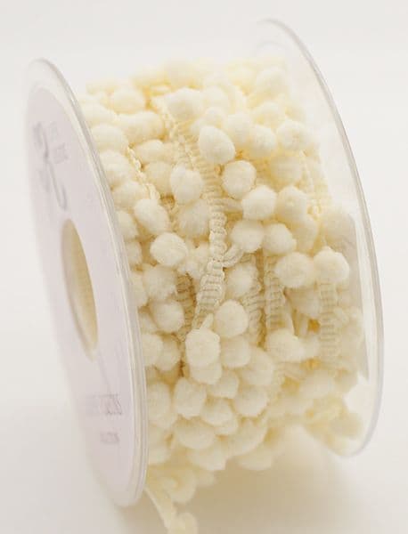 Mini Pom Pom Braid - Cream - 15mm x 3 Meters