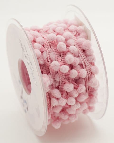 Mini Pom Pom Braid - Pink - 15mm x 3 Meters