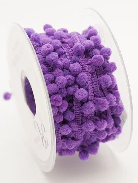Mini Pom Pom Braid - Purple - 15mm x 3 Meters