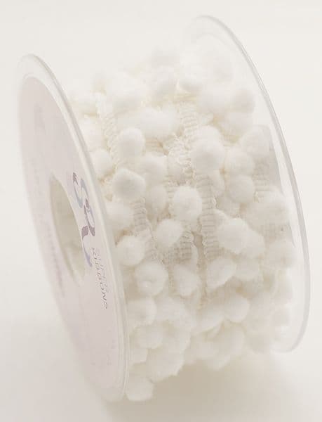 Mini Pom Pom Braid - White - 15mm x 3 Meters