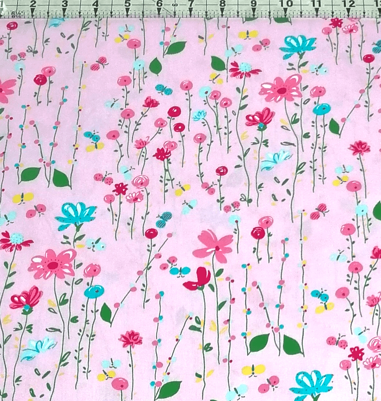Poplin - Cute Garden Pink 100% Cotton Fabric Yard