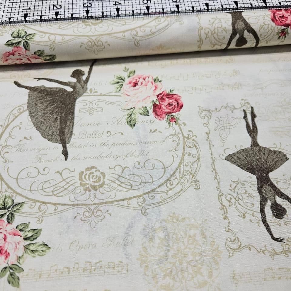Quilt Gate - Ruru Bouquet Ditsy Ballet Ballerina RU2260-30 100% Cotton Fabric